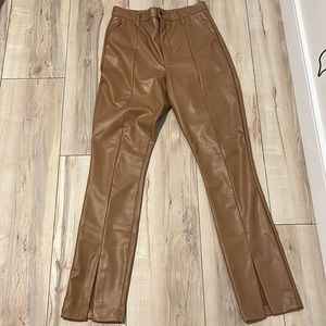 Abercrombie vegan leather split hem pants